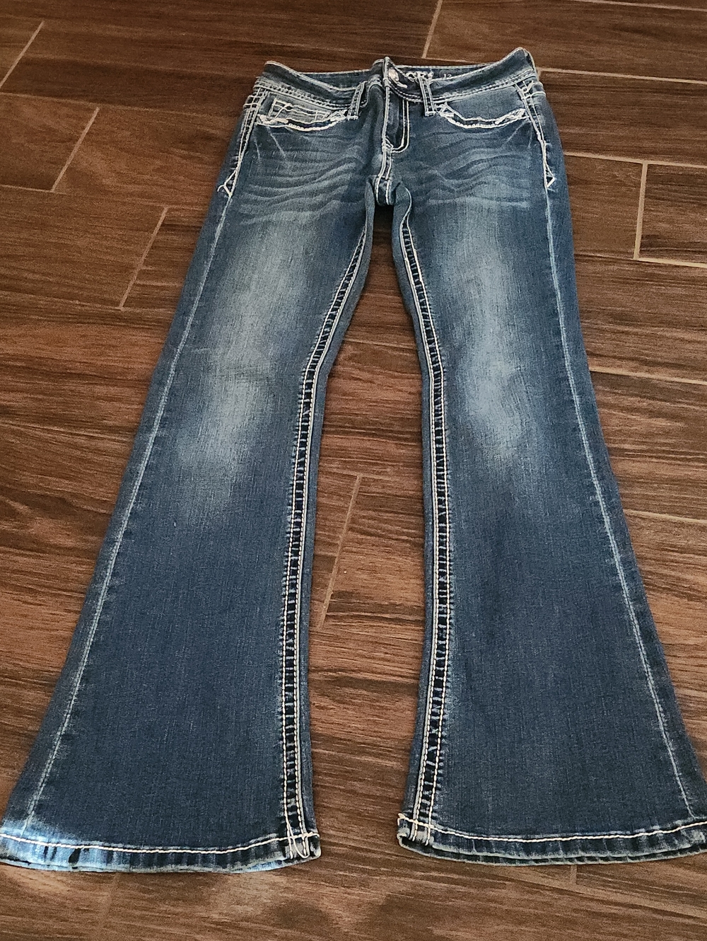 Grace in LA Medium Blue Flare Jeans for Girls